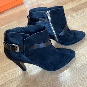 Sigerson Morrison black suede & hair bootie